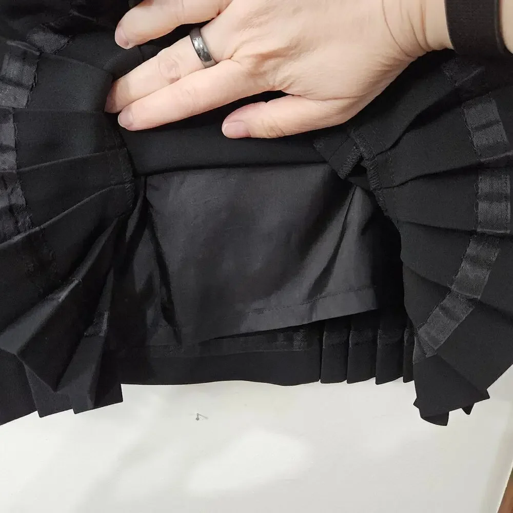 90s Vintage Black Ann Taylor Midi Pleated Skirt Sz 10 Medium Office Siren